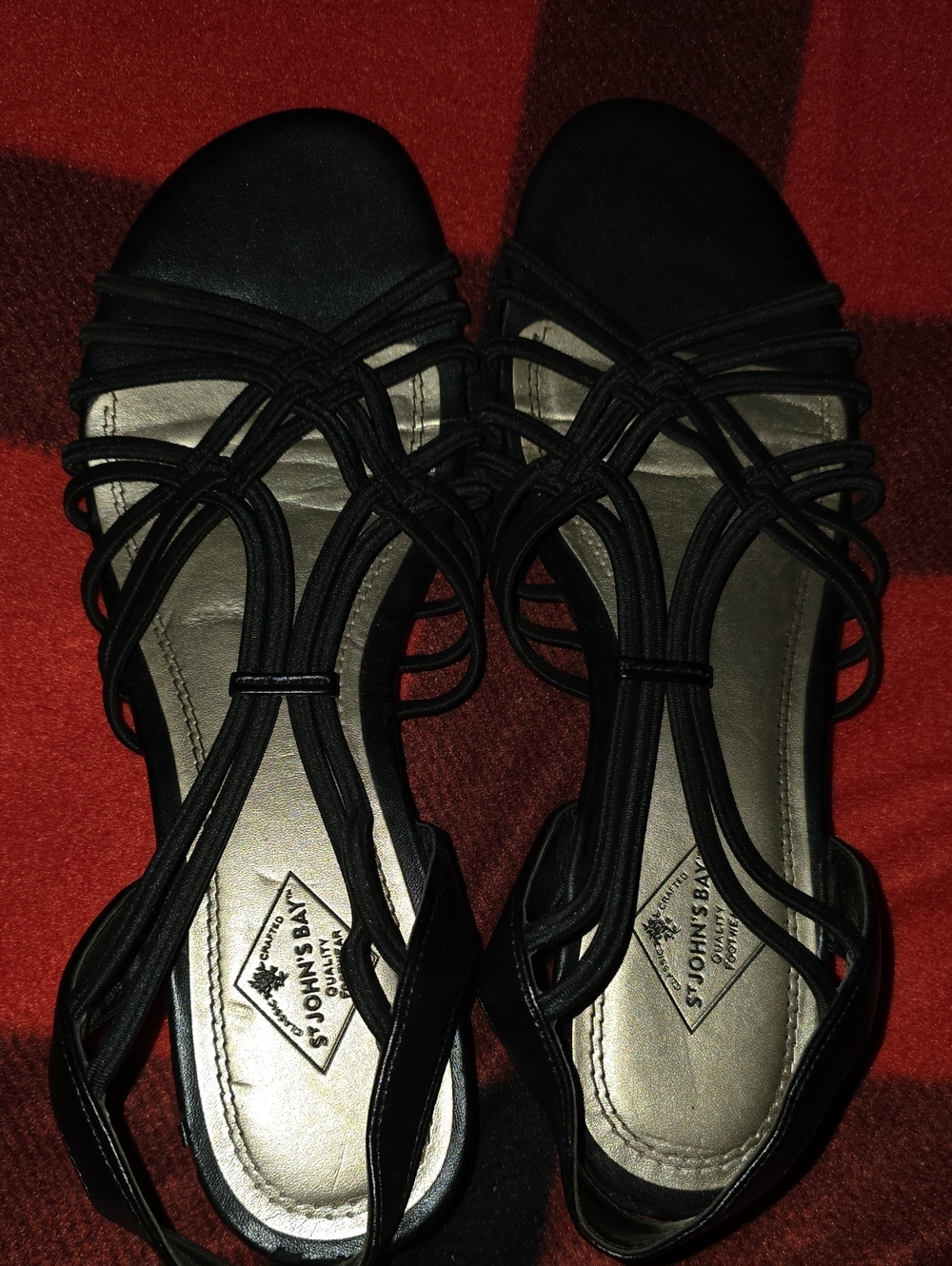 St. John’s Bay Black Strappy Sandals Women’s Size 8.5M